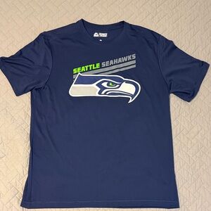 Majestic Evolution Tee Cool Base Mens Blue Seattle Seahawks Short Sleeve Tee- XL
